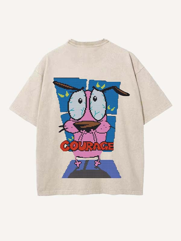 Camiseta de cuello redondo con estampado desgastado, gráfico, animal y letras 