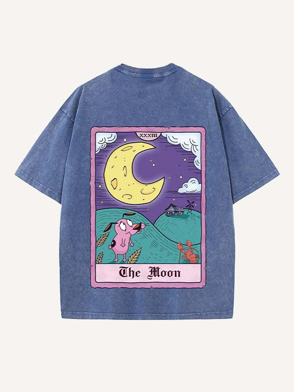 Camiseta de cuello redondo con estampado gráfico, animal y letras desgastado y lavado 