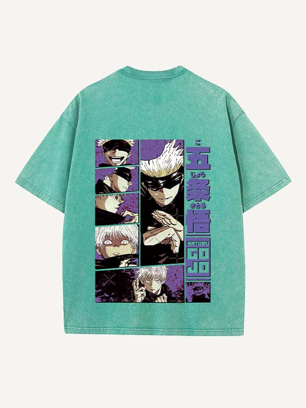 Camiseta de cuello redondo con estampado desgastado, gráfico y letras 