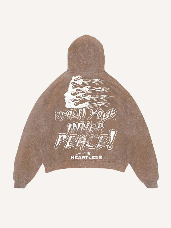 Sudadera con capucha desgastada, lavada, con estampado de esqueleto y letras Heartless y bolsillos inclinados 