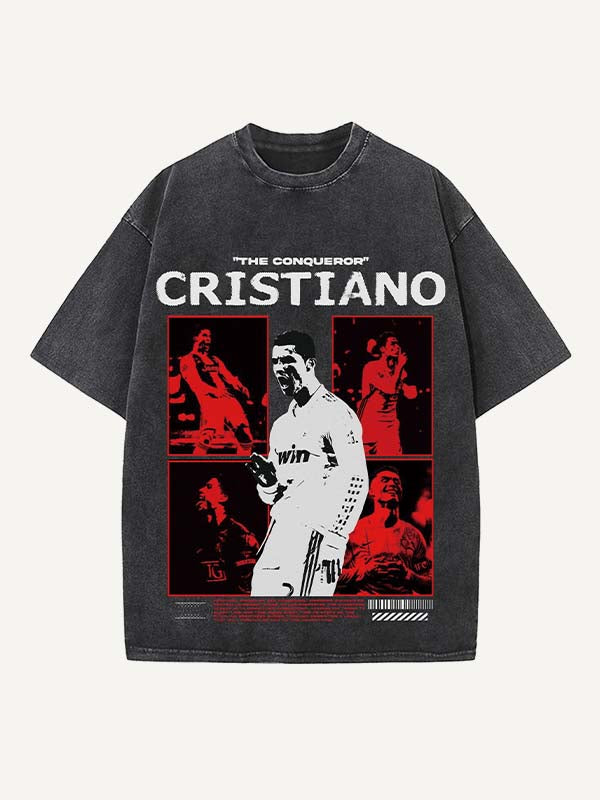 Camiseta de cuello redondo con estampado de Cristiano Ronaldo 