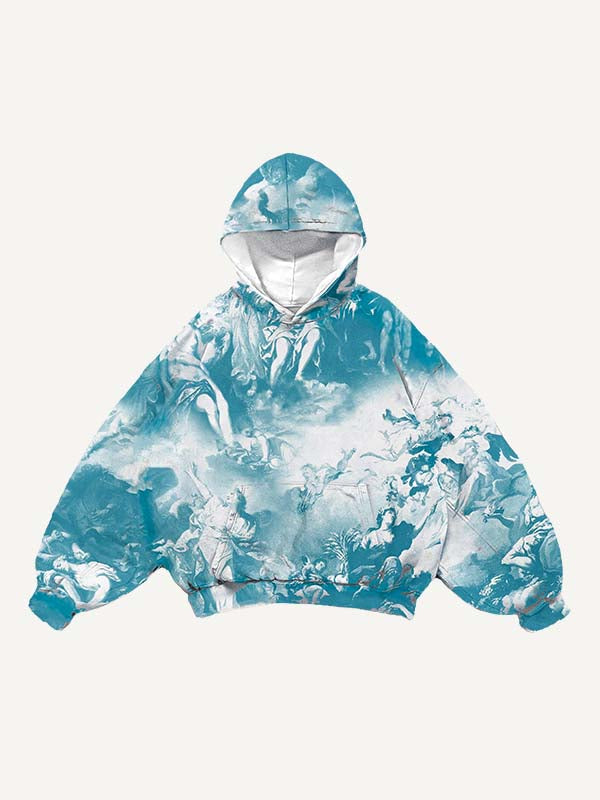 Sudadera con capucha con bolsillos inclinados y estampado gráfico de figura 