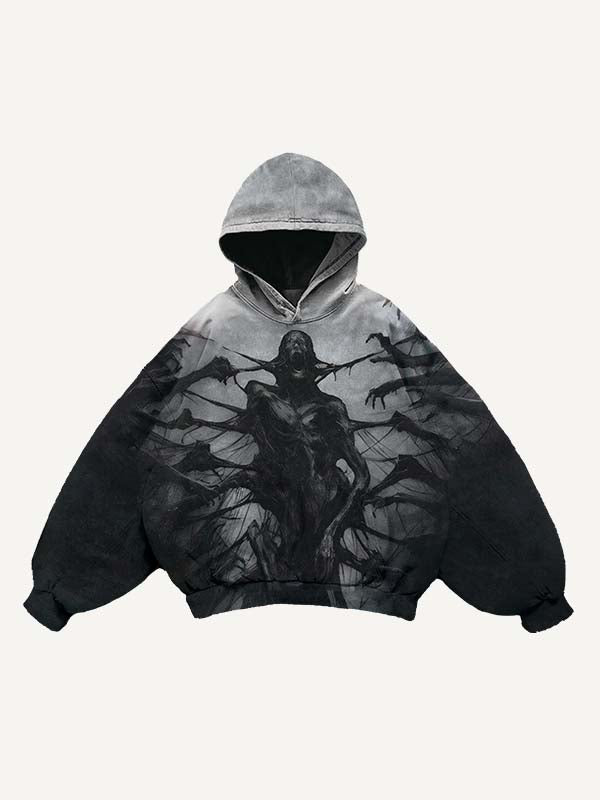 Sudadera con capucha y bolsillos inclinados con estampado gráfico de figuras en bloques de color 