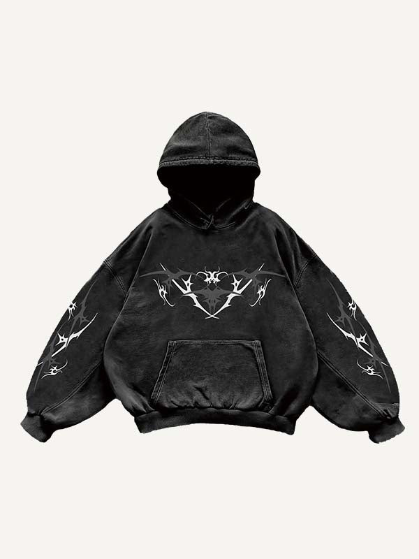 Figure&Wing Graphic Print Slant Pockets Hoodie