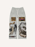 Figure&Wing&Eye&Palm&Graphic&Letter Print Elastic Waist Pants