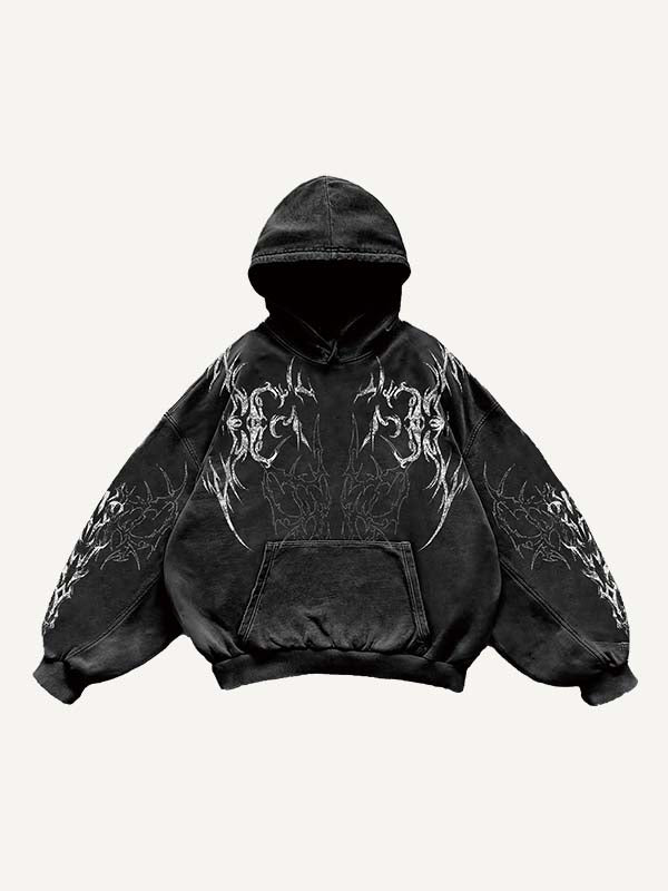 Graphic Print Slant Pockets Hoodie