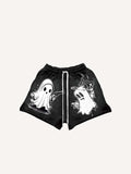 Halloween Ghost&Pistol&Graphic Print Drawstring Waist Shorts