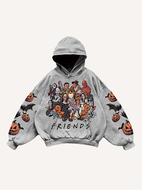 Halloween Horror Print Slant Pockets Hoodie