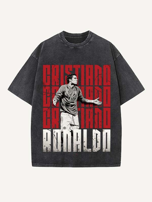 Camiseta de cuello redondo con estampado de Cristiano Ronaldo 
