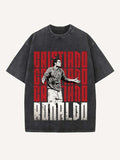 Camiseta de cuello redondo con estampado de Cristiano Ronaldo 