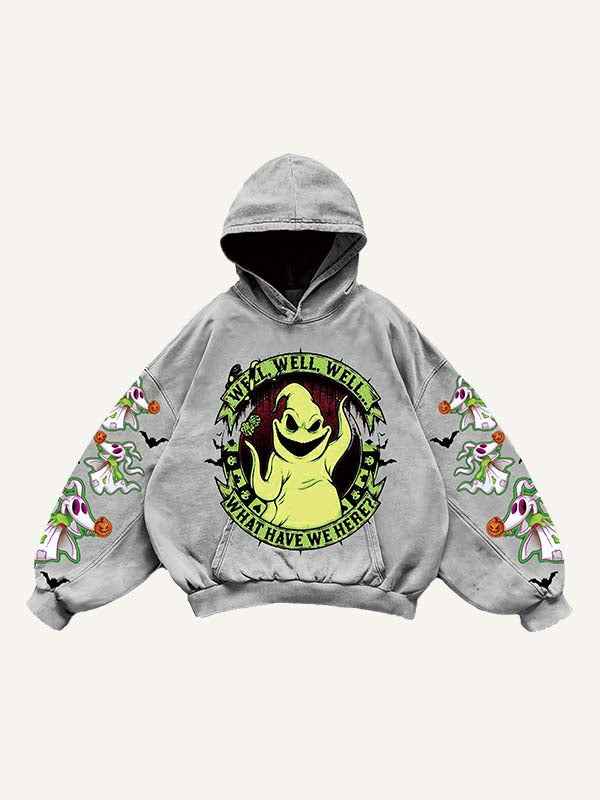 Halloween Ghost&Graphic&Letter Print Slant Pockets Hoodie