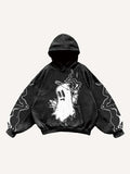 Halloween Ghost&Pistol&Graphic Print Slant Pockets Hoodie