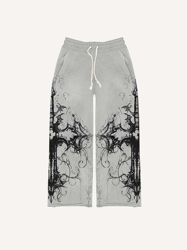Cross&Graphic Print Elastic Waist Pants