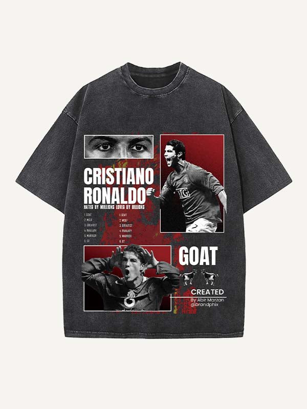Camiseta de cuello redondo con estampado de Cristiano Ronaldo
