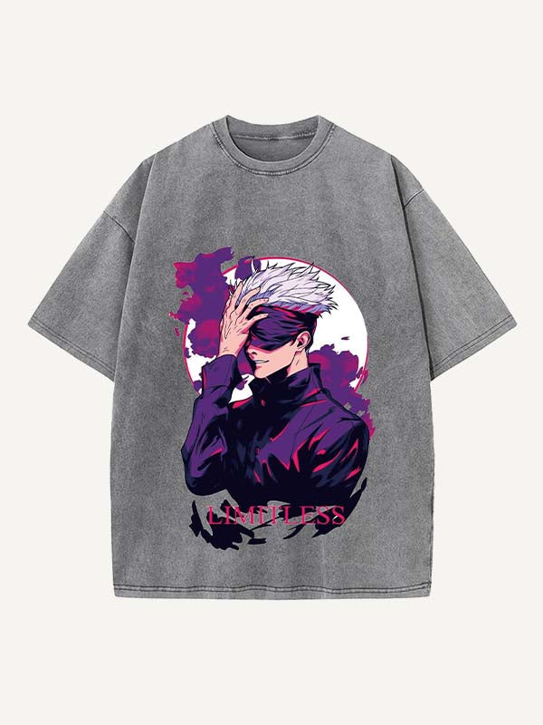 Camiseta de cuello redondo con estampado desgastado, gráfico y letras 