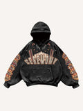 Fire&Figure&Eyeball&Animal Graphic Print Slant Pockets Hoodie
