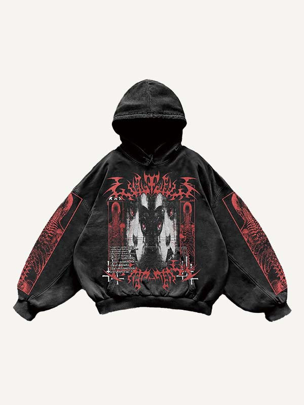 Sudadera con capucha y bolsillos inclinados con estampado de figuras, esqueletos, gráficos y letras 