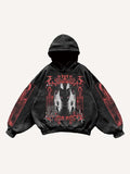 Sudadera con capucha y bolsillos inclinados con estampado de figuras, esqueletos, gráficos y letras 