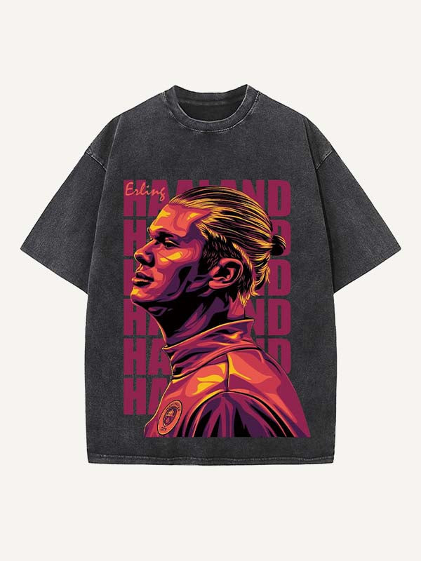 Camiseta con cuello redondo y estampado de Erling Haaland