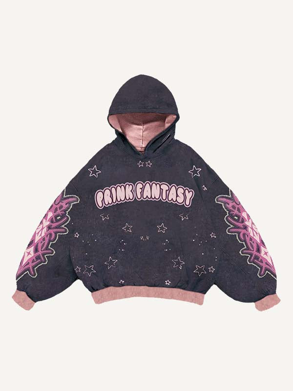 Sudadera con capucha y bolsillos inclinados con estampado gráfico de esqueleto del equipo de corazones y estrellas en bloques de color 