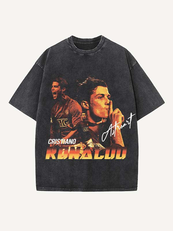 Camiseta de cuello redondo con estampado de Cristiano Ronaldo