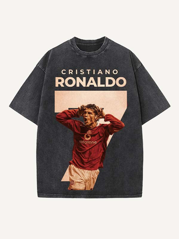 Camiseta de cuello redondo con estampado de Cristiano Ronaldo 