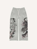 Black Panther&Tiger&Graphic Print Elastic Waist Pants