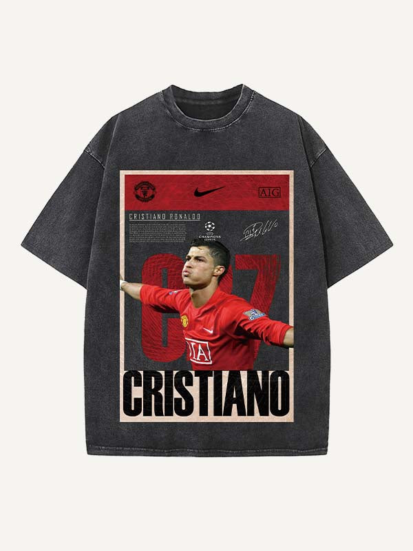 Camiseta de cuello redondo con estampado de Cristiano Ronaldo