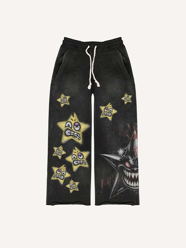 Pantalones con cintura elástica y estampado de estrellas malvadas 