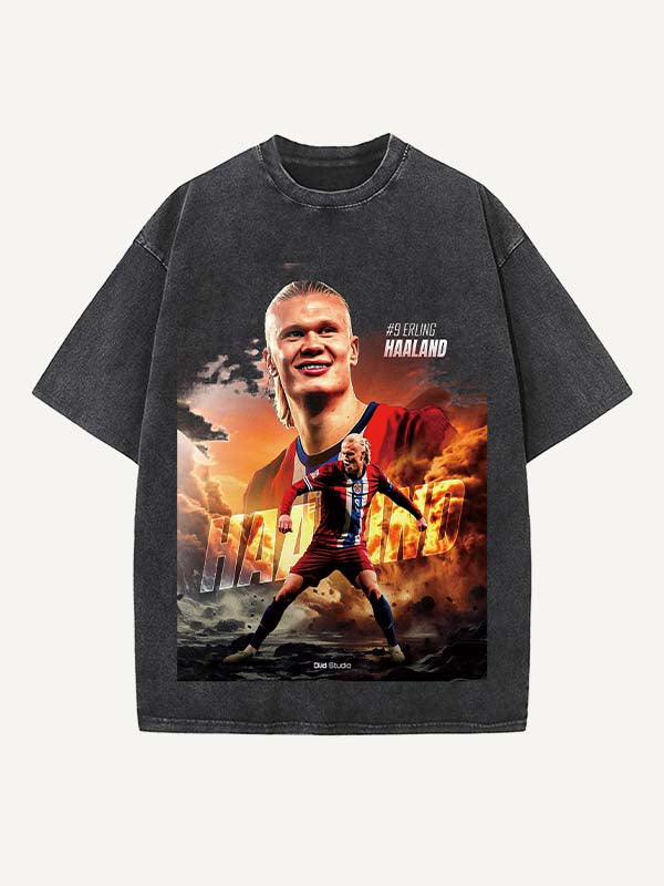 Camiseta con cuello redondo y estampado de Erling Haaland