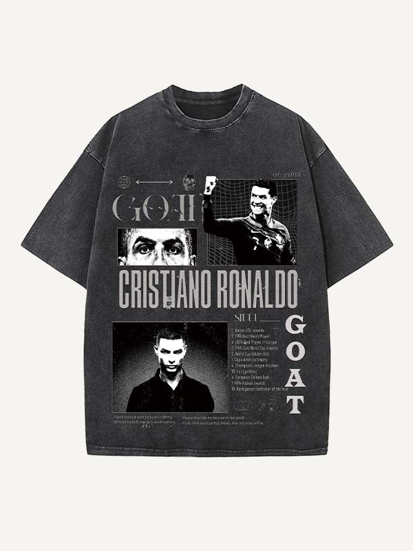 Camiseta de cuello redondo con estampado de Cristiano Ronaldo 