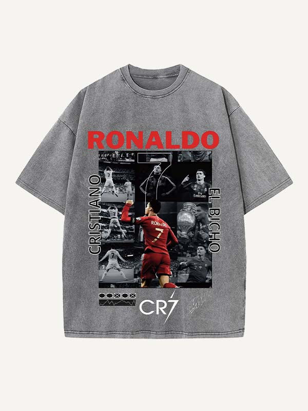 Camiseta de cuello redondo con estampado de Cristiano Ronaldo 