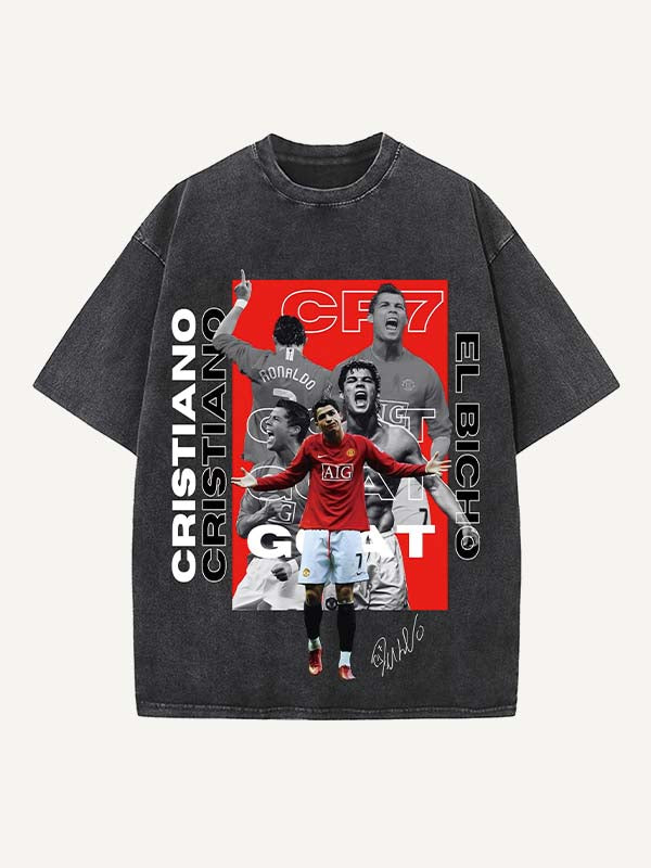 Camiseta de cuello redondo con estampado de Cristiano Ronaldo 