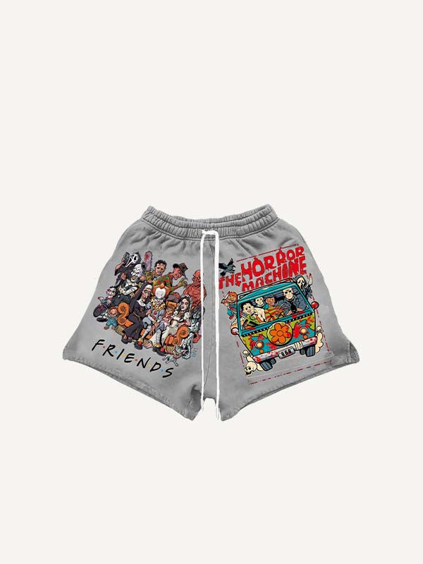 Halloween Horror Print Drawstring Waist Shorts