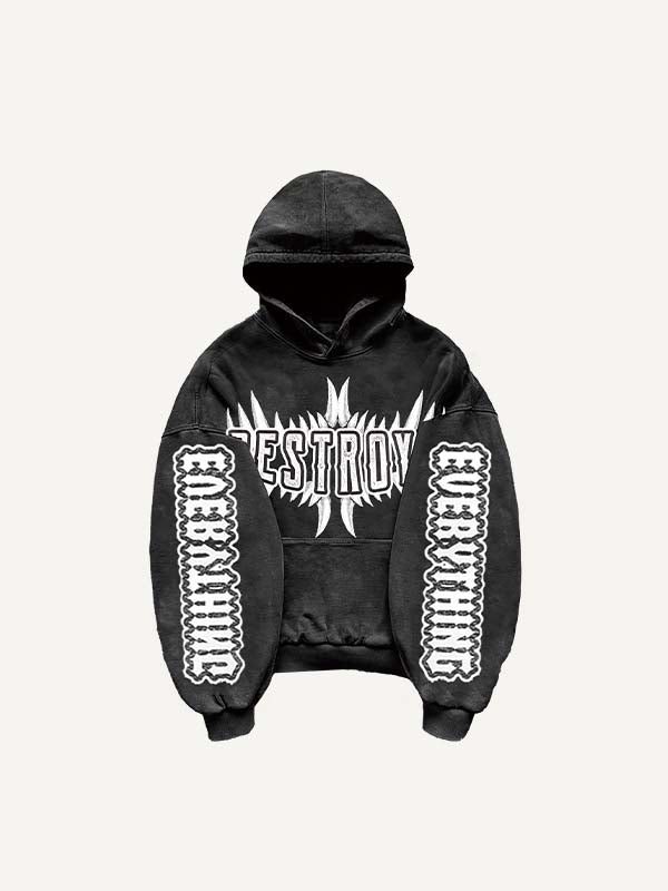 Sudadera con capucha y bolsillos inclinados con estampado de animales y letras 