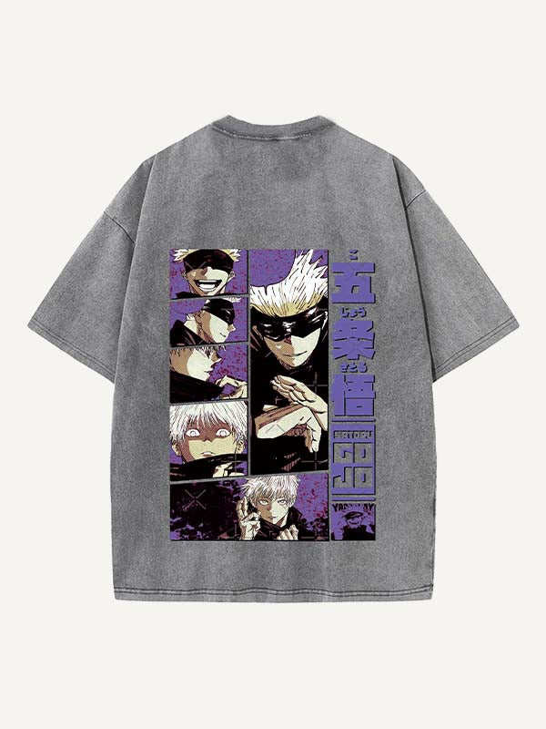 Camiseta de cuello redondo con estampado desgastado, gráfico y letras 