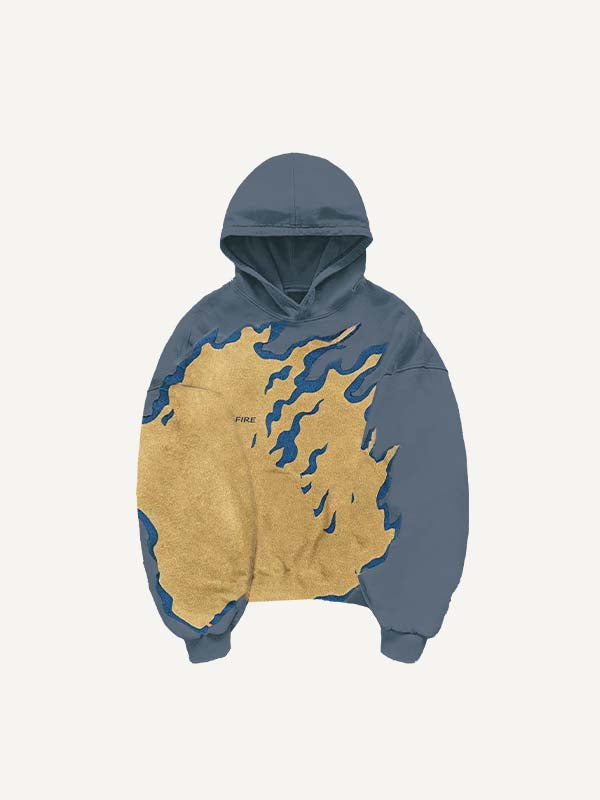 Fire Skeleton Print Slant Pockets Hoodie