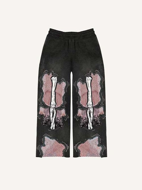 Colorblock Skeleton Faux Decal Print Elastic Waist Pants