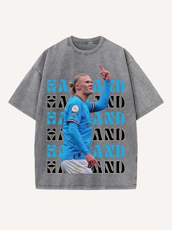 Camiseta con cuello redondo y estampado de Erling Haaland 