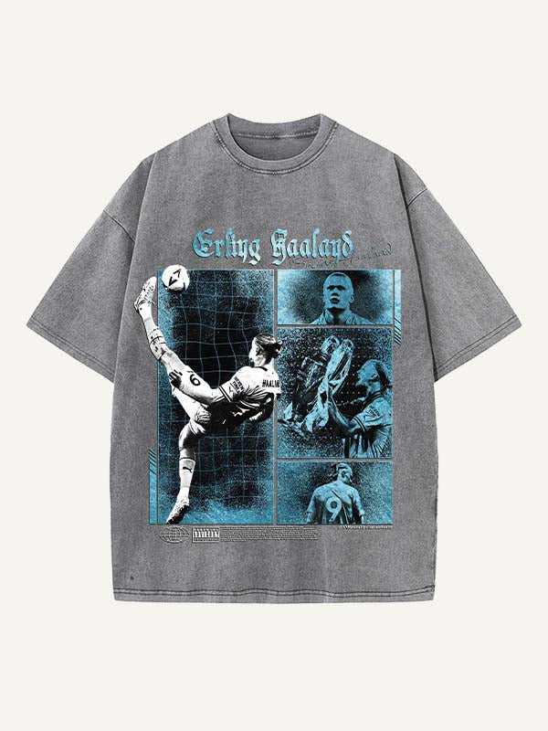 Camiseta con cuello redondo y estampado de Erling Haaland 