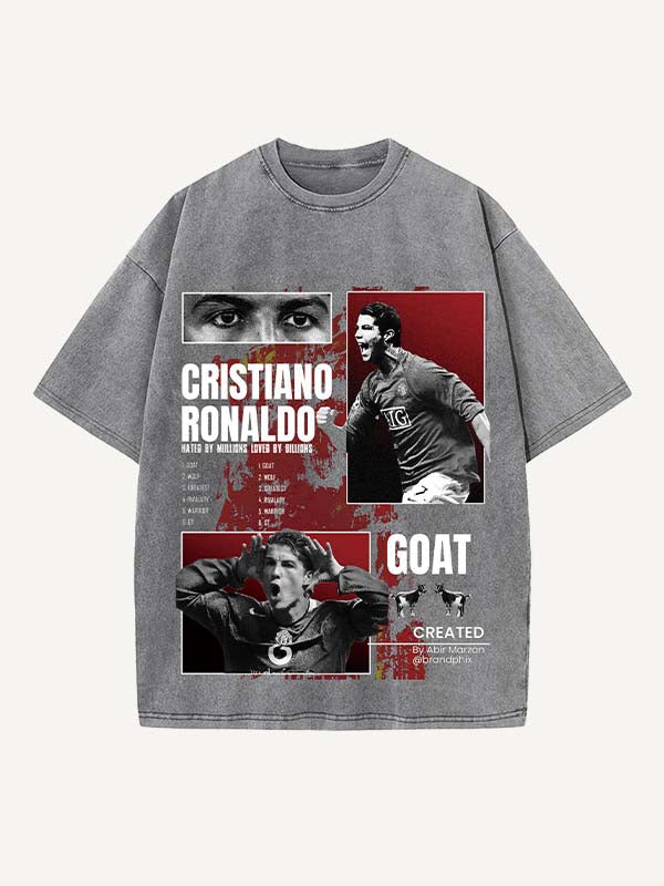 Camiseta de cuello redondo con estampado de Cristiano Ronaldo