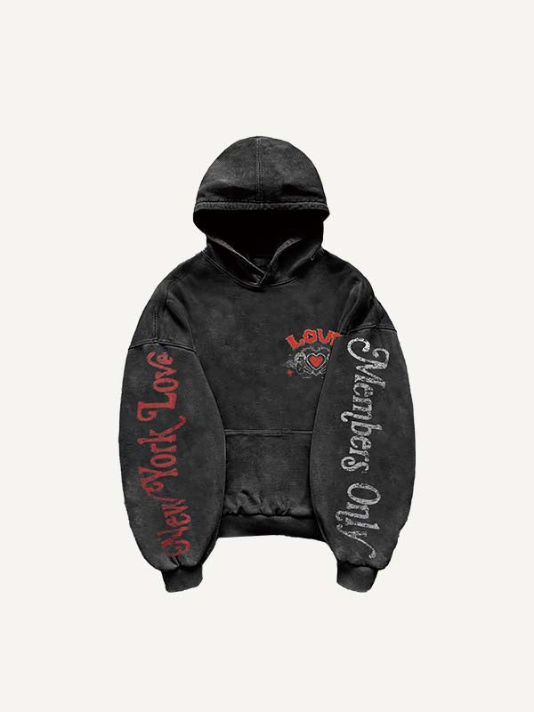 Sudadera con capucha y bolsillos inclinados con estampado de Cupido, flores, corazones y letras 