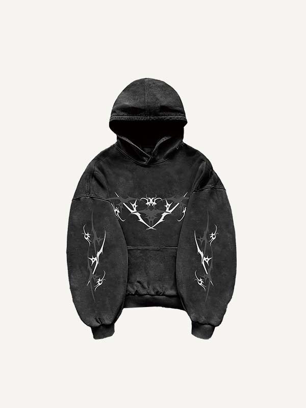 Figure&Wing Graphic Print Slant Pockets Hoodie