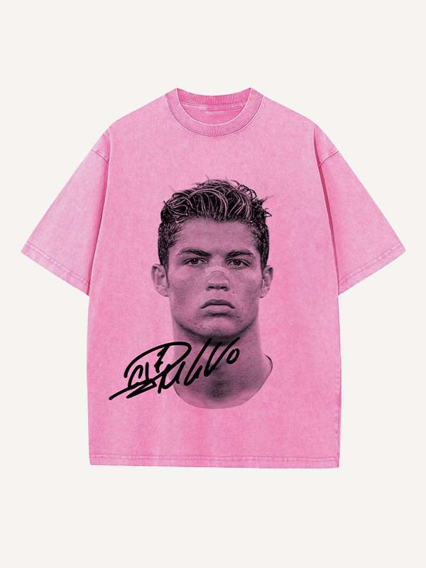 Camiseta de cuello redondo con estampado de Cristiano Ronaldo