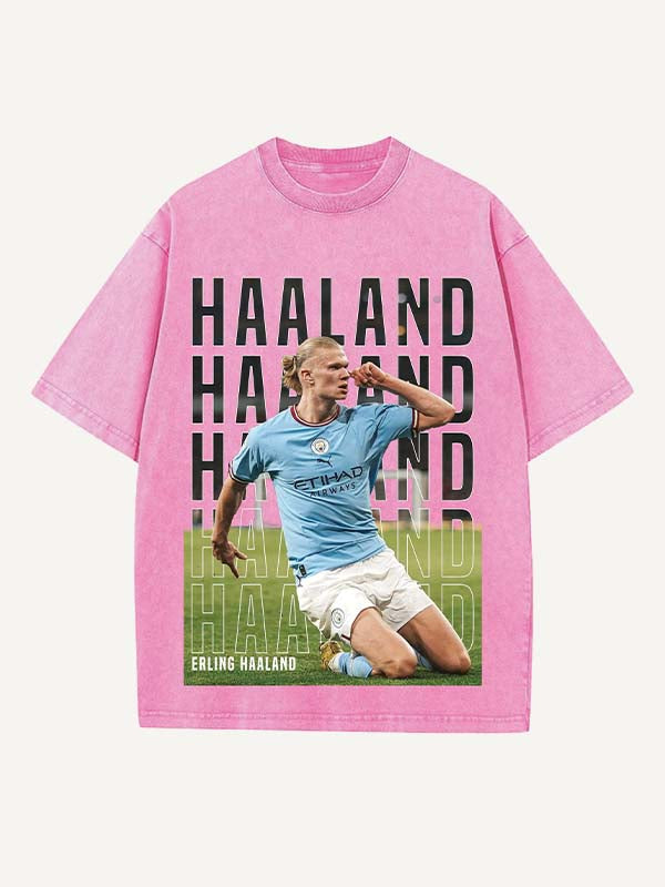 Camiseta con cuello redondo y estampado de Erling Haaland 