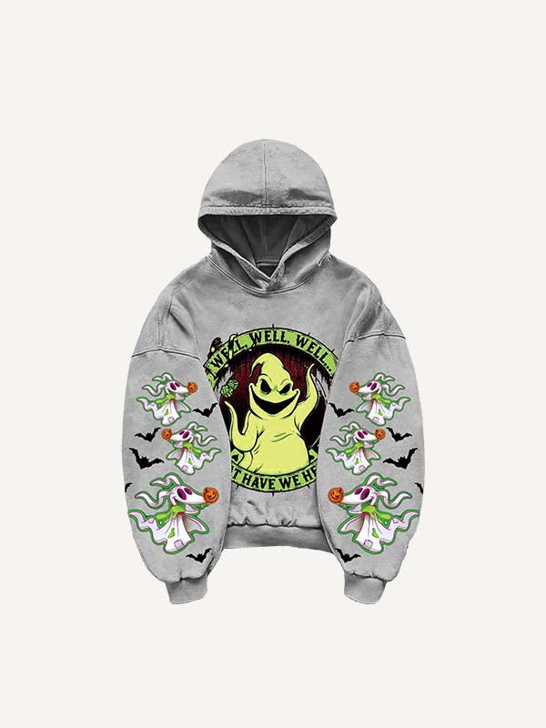 Halloween Ghost&Graphic&Letter Print Slant Pockets Hoodie