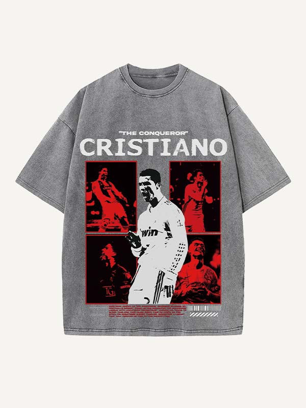 Camiseta de cuello redondo con estampado de Cristiano Ronaldo 