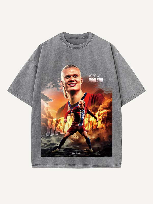 Camiseta con cuello redondo y estampado de Erling Haaland