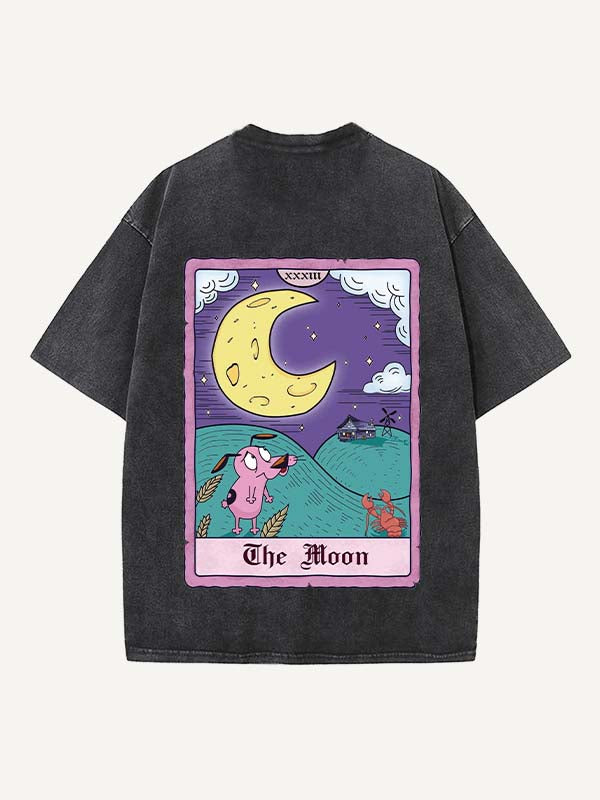 Camiseta de cuello redondo con estampado gráfico, animal y letras desgastado y lavado 