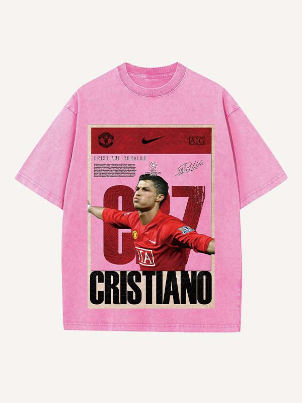 Camiseta de cuello redondo con estampado de Cristiano Ronaldo